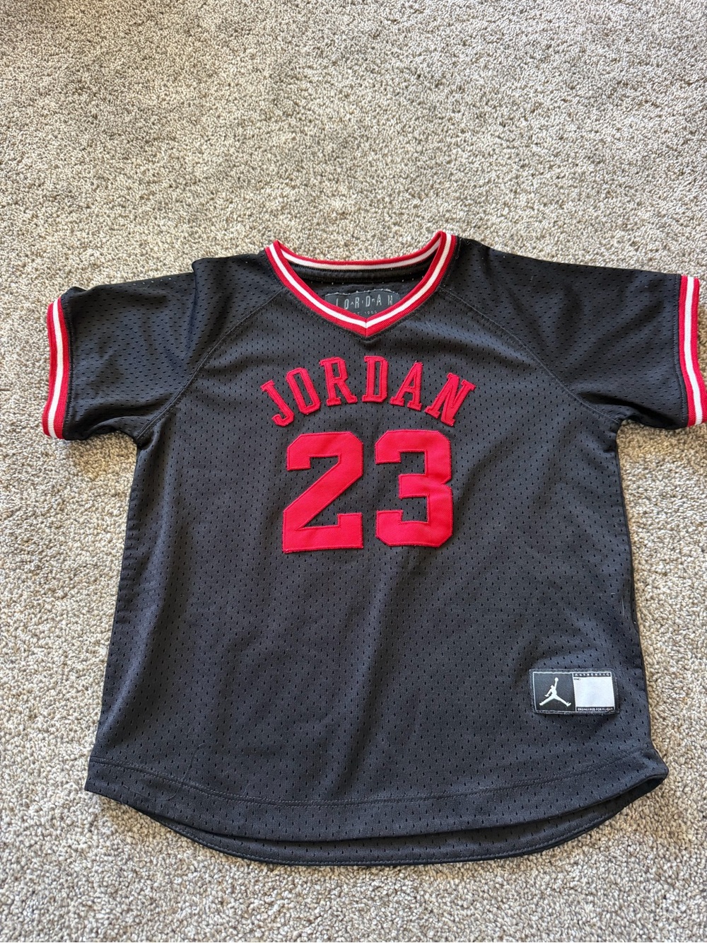 Jordan Black Mesh Jersey with White Jumpman Patch